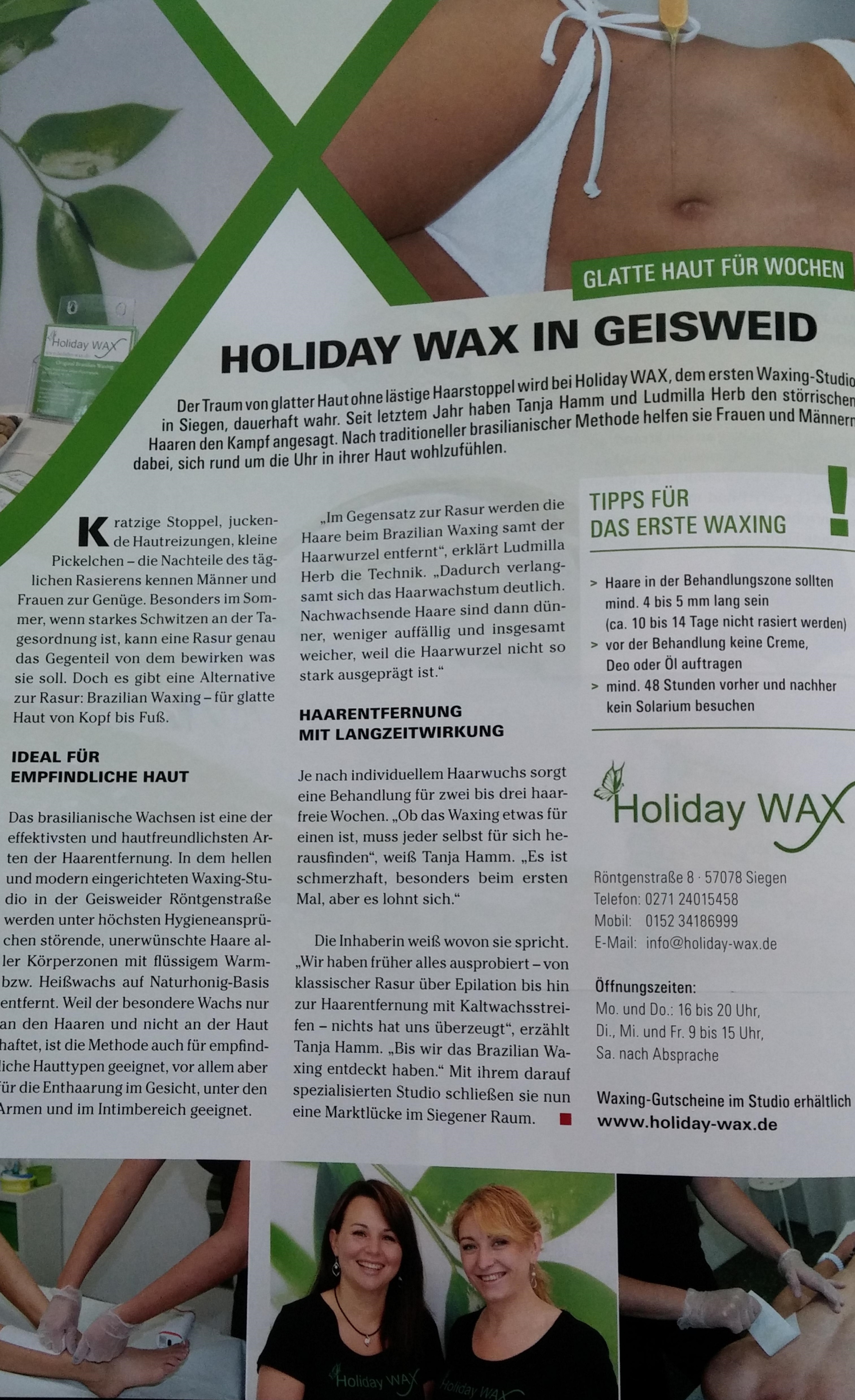 Presseartikel über Holiday Wax
